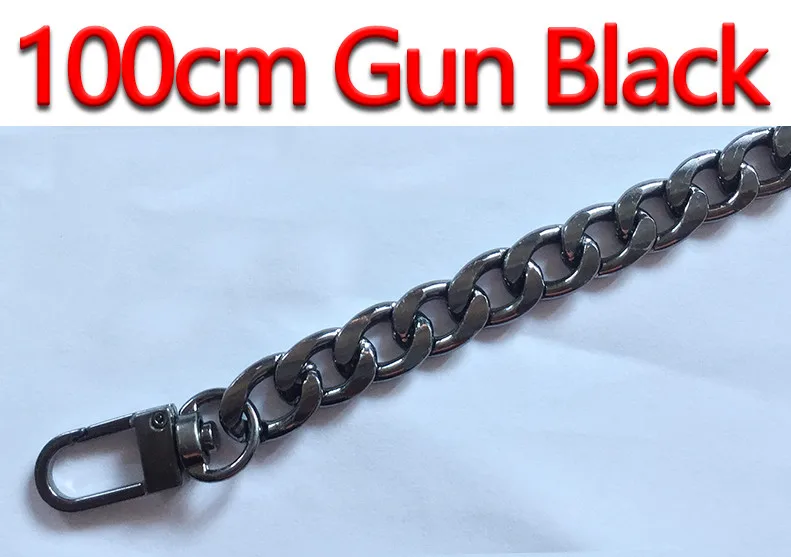 100cm Gun Black Ультра светильник Алюминиевые цепочки DIY золото, серебро, пистолет черный 12 мм сменный светильник на цепочке кошелек ремень, сумка ремни для маленькой сумочки - Цвет: 100cm Gun Black