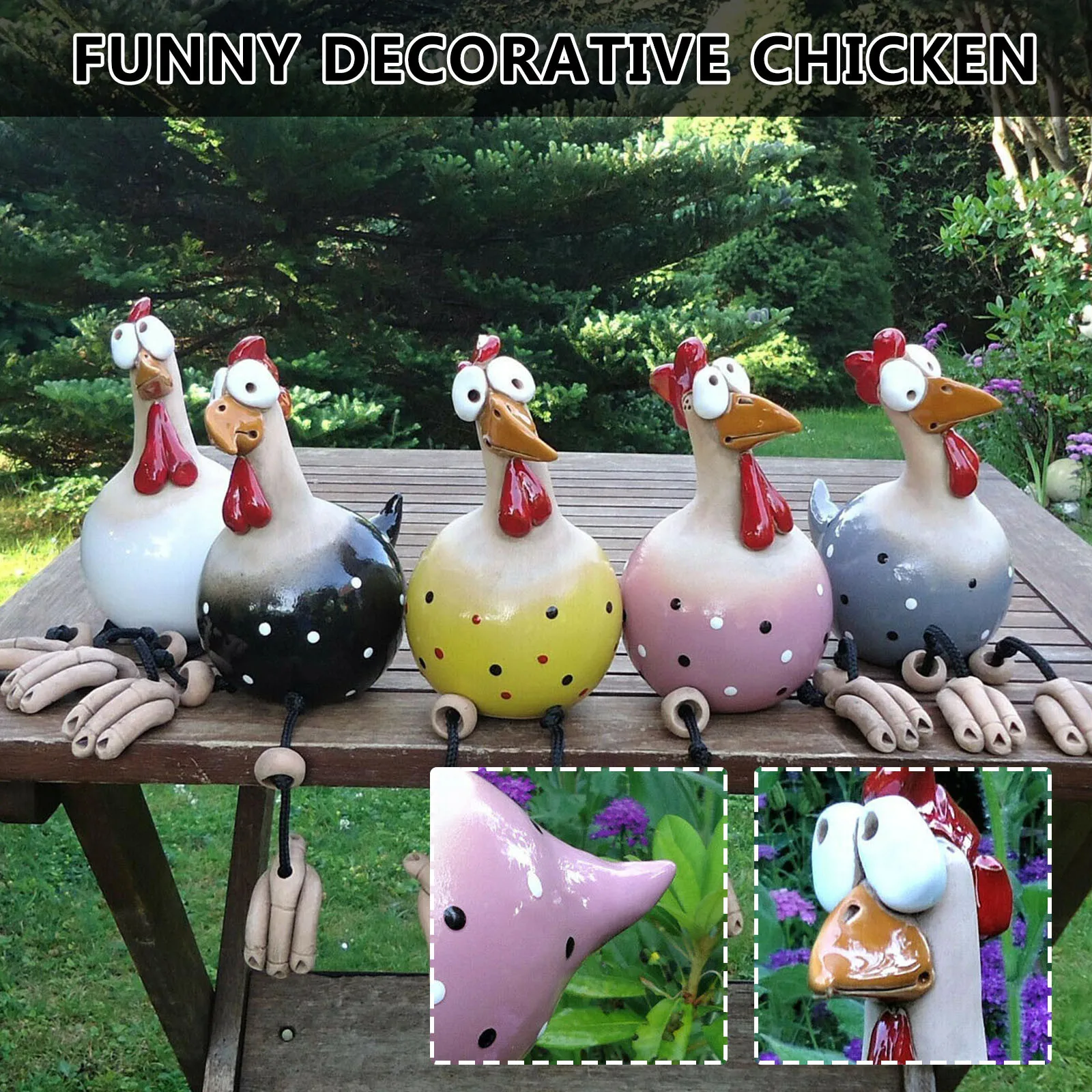 Adornos de gallos Hens para decoración artística, para césped y jardín de pollos, para interior y exterior, patio trasero, n. ° 36