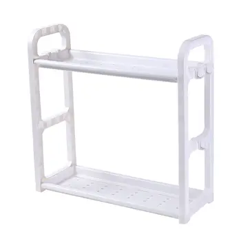 

1pc Kitchen Cruet Supporter Double-deck Spice Storage Rack Plastic Bathroom Shelf