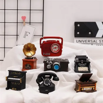 

Nodic Retro Mini Home Decor Creative Cute Resin Telephone Camera Living Room Wine Cabinet Nostalgic Home Decoration Accessories