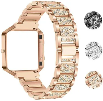 

ASHEI Strap Watch band For Fitbit Blaze Bands With Rhinestone Watchbands Stainless Steel Accessory Bracelet for Fitbit Blaze