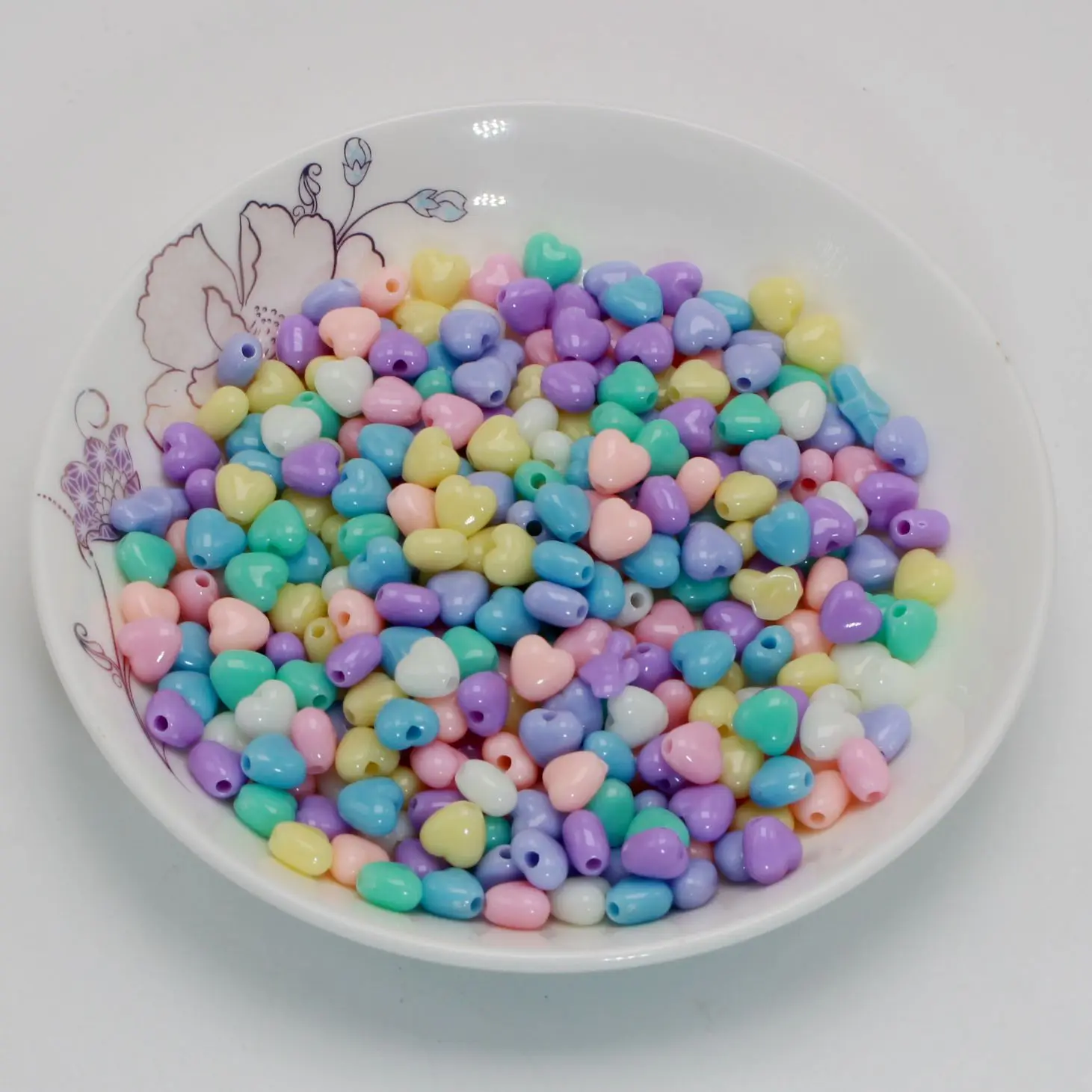 

500 Mixed Pastel Color Acrylic Cute Love Heart Beads Charms 7X7mm