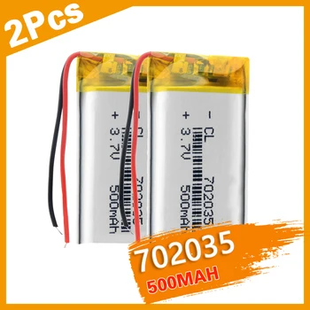 

2Pcs 3.7V 702035 NEW Model Lithium Polymer Battery Li ion Rechargeable Cell 500MAH Capacity Replacement Batteria for Detector