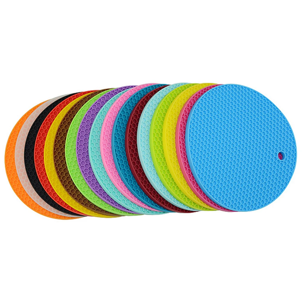 

1pcsÂ Multi-use Round Heat Resistant Silicone Mat Hang Tableware Coaster Cushion Placemat Non-slip Pot Holder Kitchen Tools