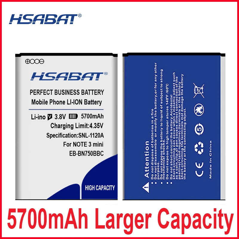 HSABAT 5700 мАч EB-BN750BBC аккумулятор для samsung Galaxy Note III neo N7505 N750 Galaxy note 3 mini N7502 note 3 neo N7506V N7508V