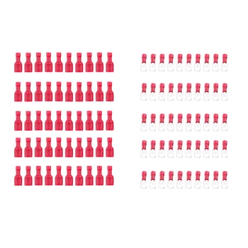 

100pcs Red Spade Connector Insulated Wiring Electrical Terminals Contacts