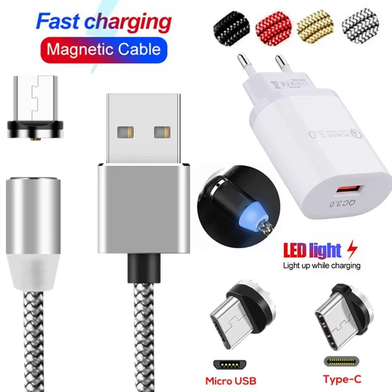 Зарядный кабель QC 3 0 1 м магнитный USB-кабель для Motorola MOTO G2 G3 G4 E4 E5 G5 G7 plus Z Z2 p30 play One Power