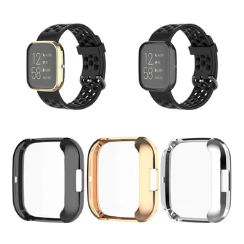 

Gosear 3PCS Scratchproof Soft TPU Plated All-around Protective Case Cover Shell Screen Protector for Fitbit Versa2 Smartwatch