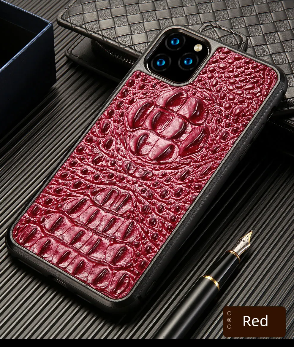 Натуральная кожа 3D крокодиловый Череп чехол для телефона для iPhone 11 11 Pro 11Pro max 6 6S 7 8 7plus 8plus X XS max XR анти-осенний чехол