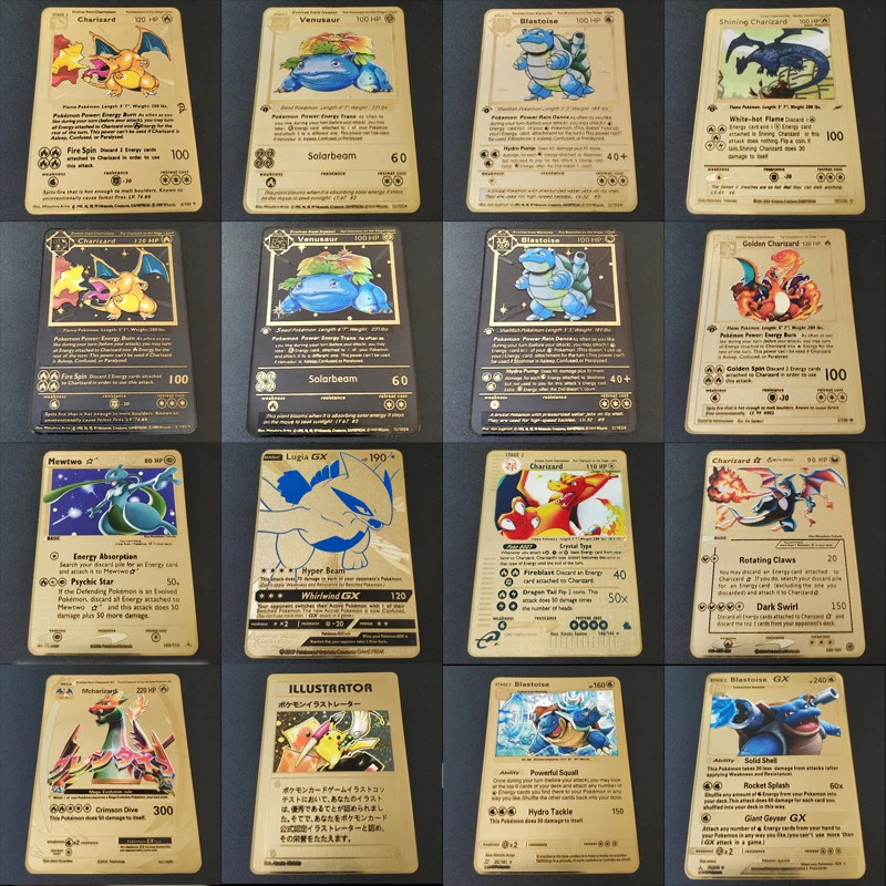 Lucky Bag Pokemon Go цветной металлический боевой Покемон карты Блестящий Charizard коллекция