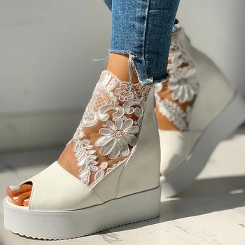 

Spring Women Sandals High Heel Casual Ethnic Open Toe Wedges Platform Height Increasing Chunky Ladies Shoes Zapatos De Mujer