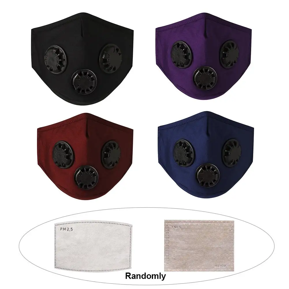 

Face Mask Dust Mask Anti Pollution Breathing Filter 3 Valve Mask PM2.5 Activated Carbon Filter Insert Reusable Riding Mouth Mask