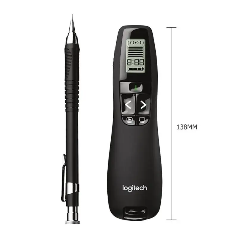 Logitech R800 2,4 ГГц Беспроводной ведущий PPT дистанционный пульт с lcd указатель w для съемки под водой портативная Зеленая лазерная указка перо для PowerPoint