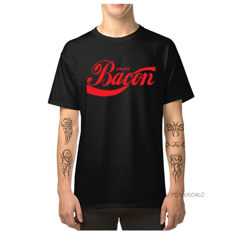 Casual Enjoy Bacon-1137 T Shirt for Boys New Design Summer Fall Round Collar Pure Cotton Short Sleeve T Shirt Clothing Shirt Enjoy Bacon-1137 black