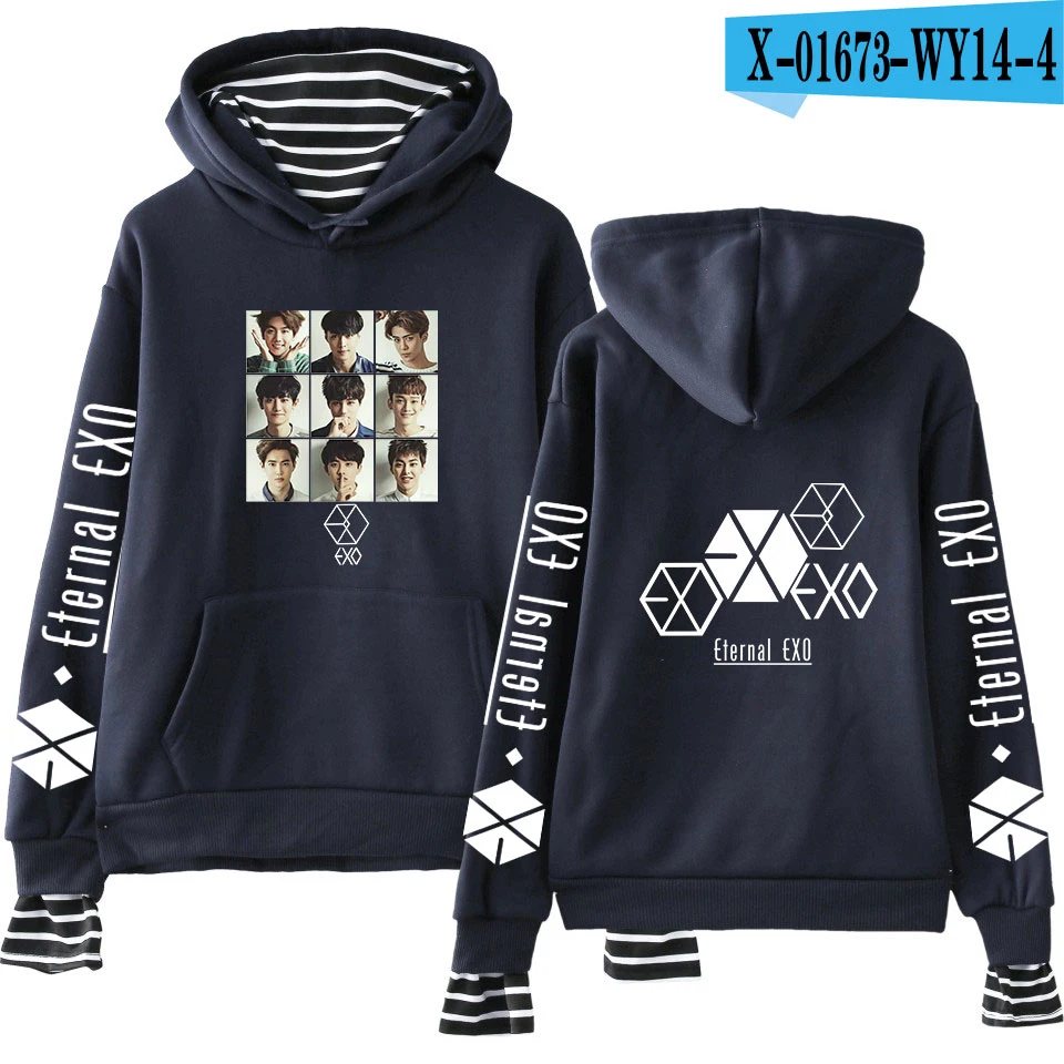 R EXO PLANET#5 толстовки KPOP хлопковые водолазки негабаритный свитер с капюшоном для женщин EXO PLANET#5 толстовки moletom плюс размер - Цвет: R