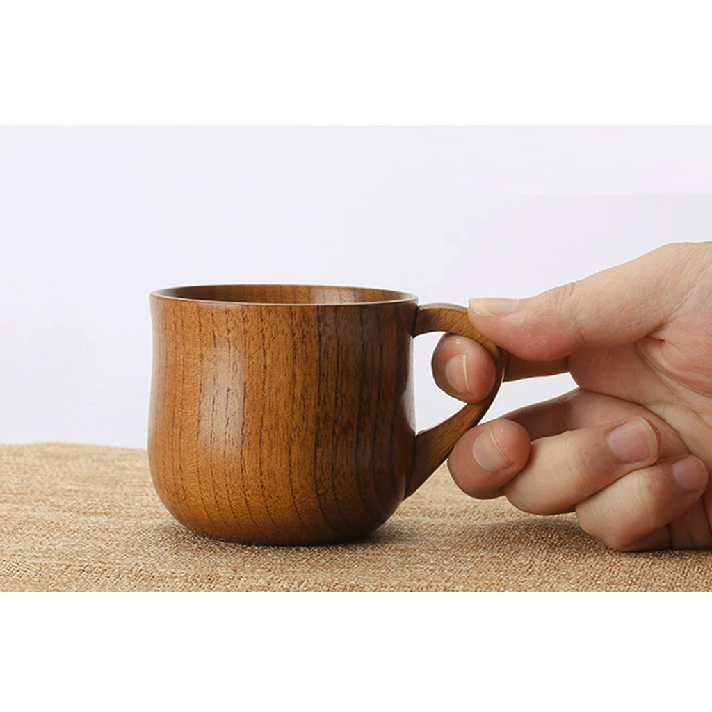 Wooden Beer Mug Crafts Drinking Cup Pint Wood Cups, Handmade Tumblers Teacup With Handle For Hiking Camping Outdoor Sports
