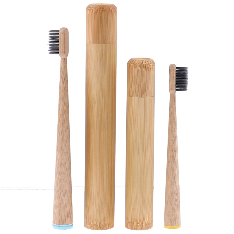 1PCS Toothbrush+1pc Bamboo Tube Eco Friendly Natural Bamboo Toothbrush Travel Case Soft Head Teeth Brush
