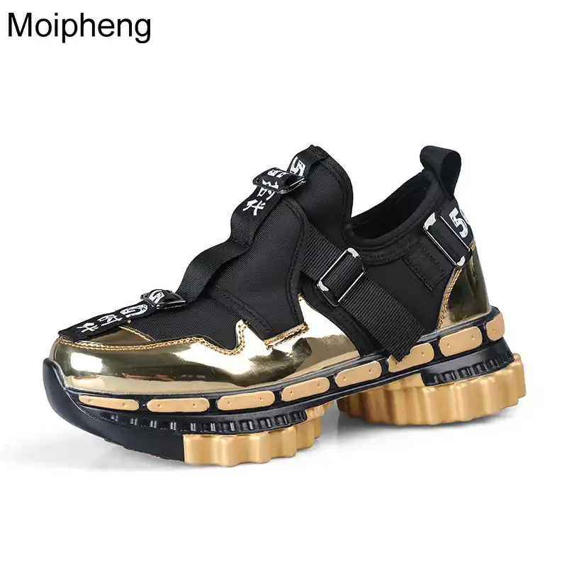 gold chunky sneakers