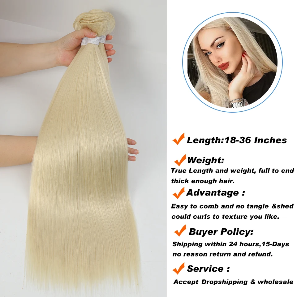 Hair Bundles Hair Extension 613 30 32 34 36Inch Straight Synthetic Ombre