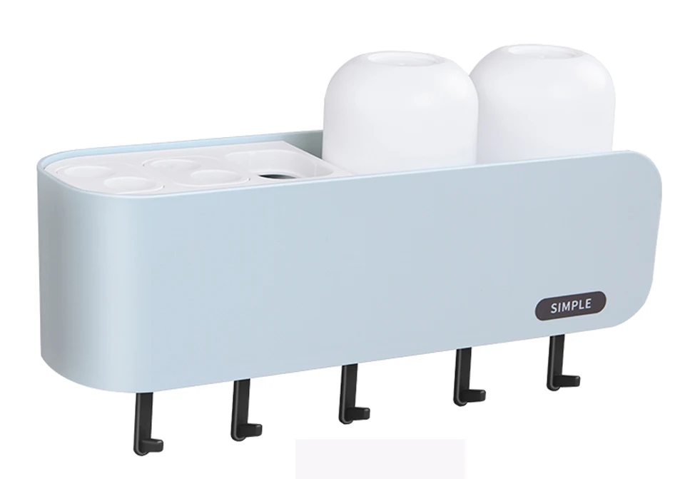 Bathroom wall-suction Toothbrush Holder Wall Mount Bathroom Cleanser Storage Rack Bathroom Accessories Set