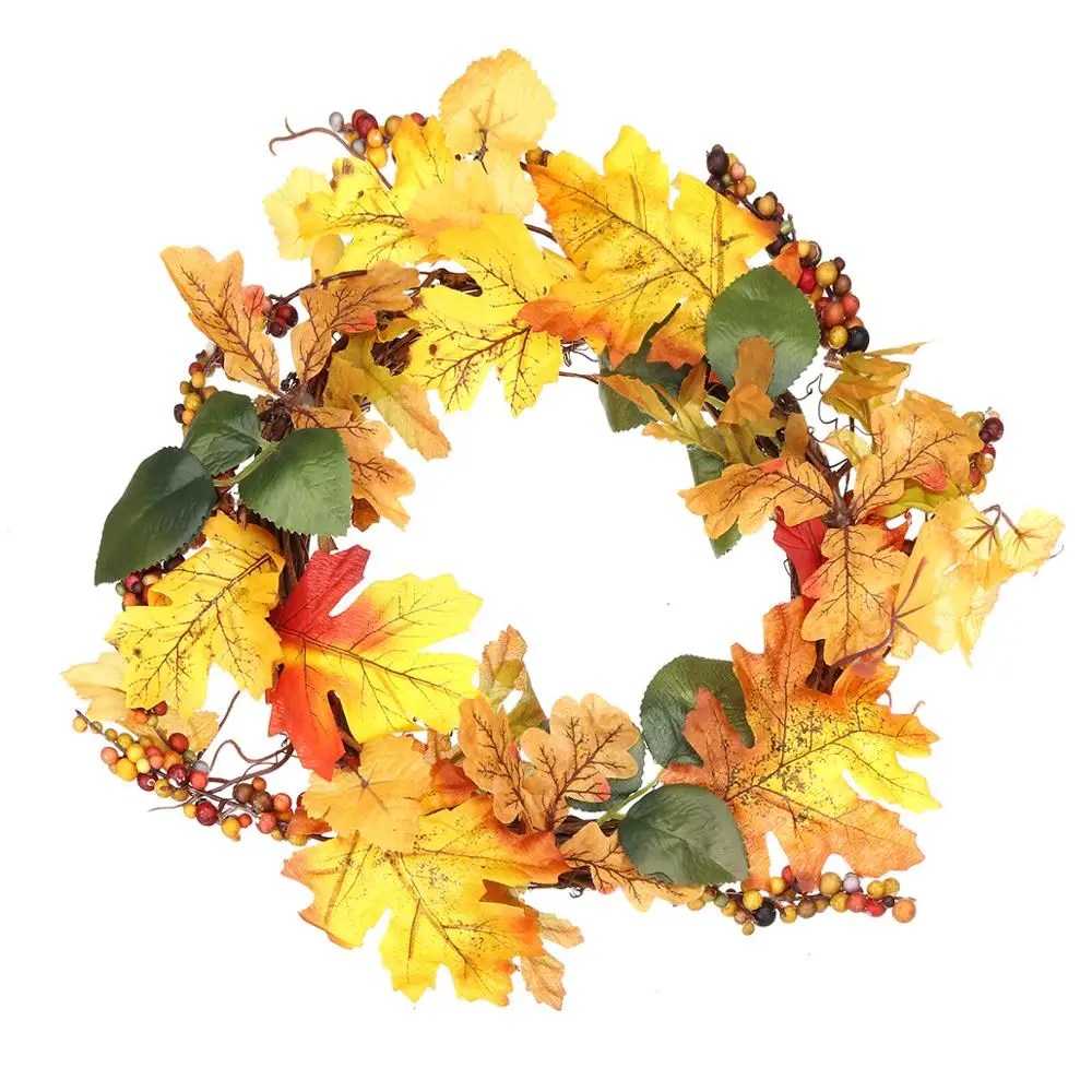 День благодарения Осенний венок кленовый лист листья гирлянда светильник полосы