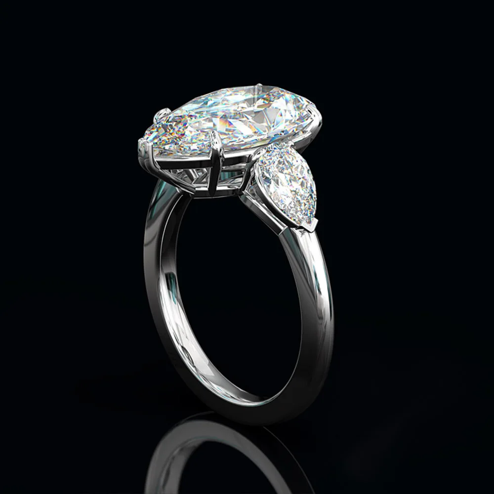 Кольцо Wasser Tropfen Hochzeit, модное кольцо Birne Geformt, фианиты, Stein Gepflasterte, Silber, uberzog Jahrestag, кольцо gross handel