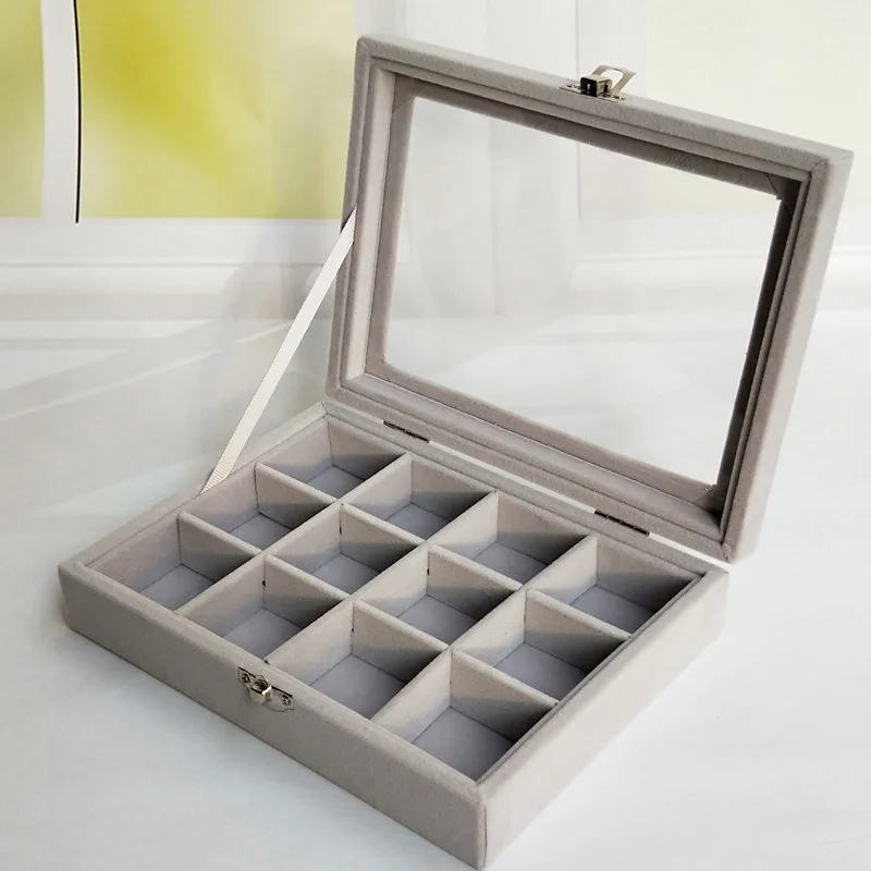 

Velvet Jewelry Box Small Multi-functional Necklace Ring Storage Tray Ear Stud Accessories Show Jewelry Box Dustproof