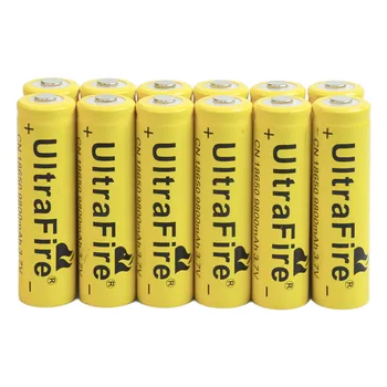 

12pcs Li-ion Rechargeable 18650 3.7V 9800mAh Yellow Battery cell For Torch