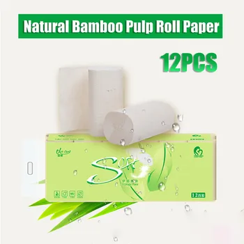 

Toilet Paper Toilet Roll Tissue Roll Pack 12pcs Toilet paper household paper towel bamboo roll napkin fami Toilet paper ##0