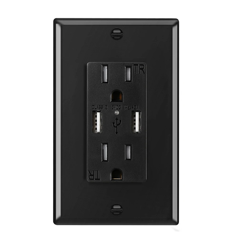 Настенные розетки США электрические пластины розетки с USB быстрое зарядное устройство 5 В/4.2A устойчивые жалюзи светодиодный индикатор UL