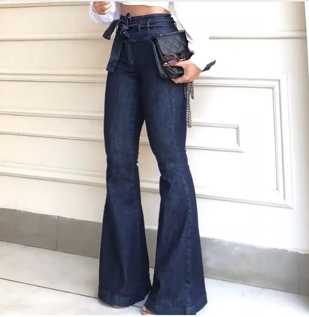 Стрейчевые джинсовые летние джинсы для женщин с высокой талией широкие ноги новые весенние корейские модные женские джинсы для мам Брюки Tide