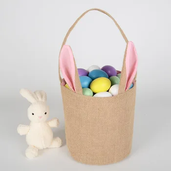 

Round Bottom DIY Easter Bunny bags kids Egg hunt bucket candy basket