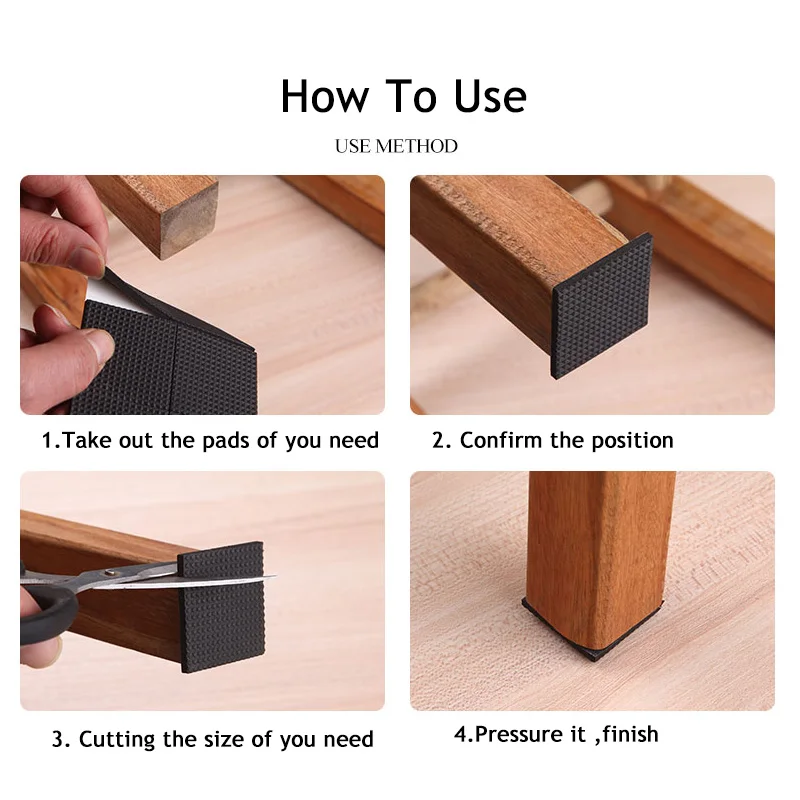 Description Picture 3 of item1-24PCS Self Adhesive Furniture Leg Feet Rug Felt Pads Anti Slip Mat Bumper Damper For Chair Table Protector Hardware