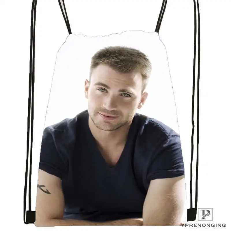 Изготовленный На Заказ chris_evans_actor_guy_ DrawstringBackpackBagforMan женский милый рюкзак детский Ранец(черная спинка) 31x40 см#20180611-03-163 - Цвет: Drawstring Backpack