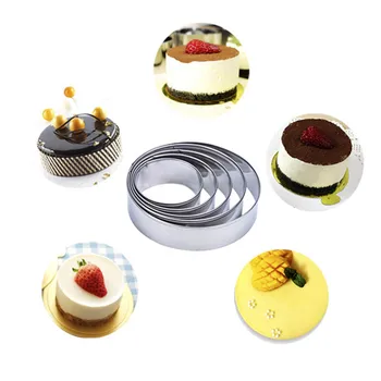 

5PCS/Set Cake Ring Mould Stainless Steel Round Cookie Mousse Mold Household DIY Baking Tools