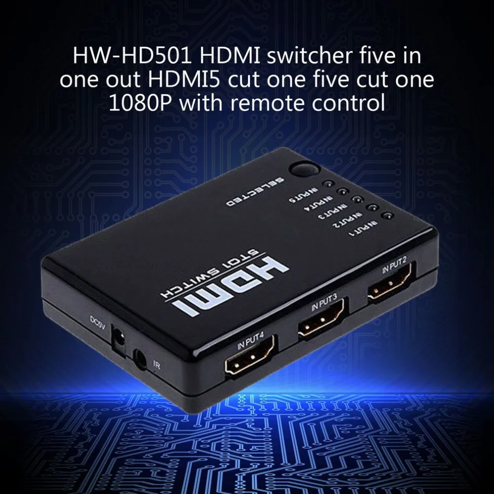 Набор Мини 5 портов 1080P видео Hdmi Коммутатор Hdmi сплиттер с ИК пультом дистанционного разветвителя коробка для Hdtv Ps3 Dvd