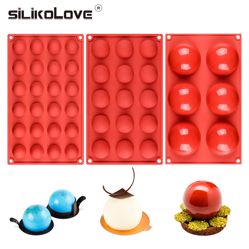 

SILIKOLOVE 3PCS/LOT Semi Sphere Silicone Mold Semicircle Baking Molds for Chocolate Cake Dome Mousse Jelly Mould 3 size