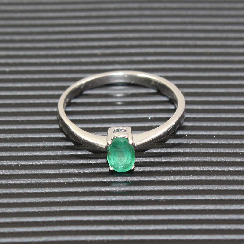 Promotion natural emerald wedding ring for woman 0.4 ct 4mm*6mm natural I grade emerald solid 925 silver emerald gemstone ring 2