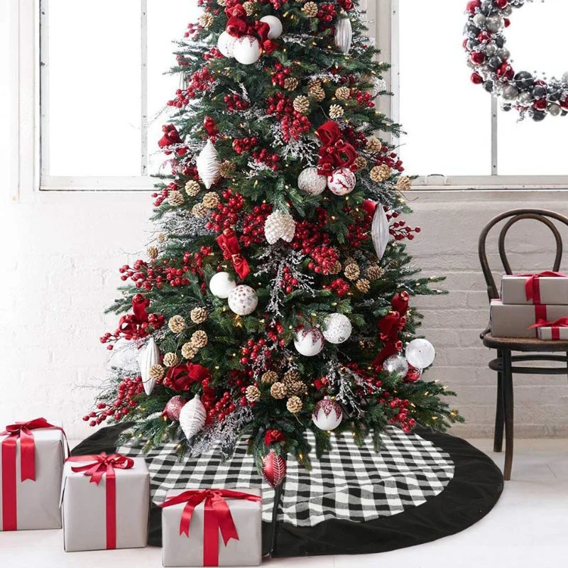 

Christmas Tree Skirt Christmas Decoration Plaid Tree Skirt for Christmas Day Decoration Home Decoration