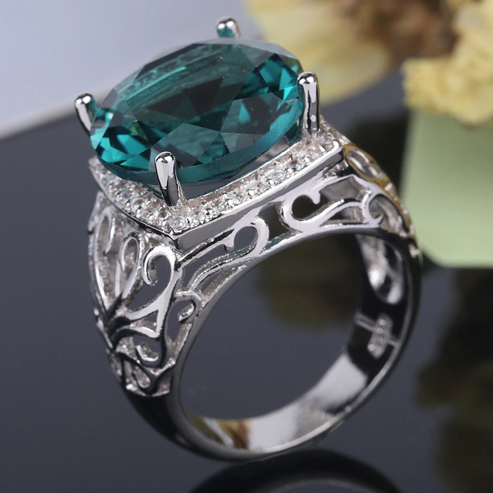

Hole Green Platinum Woman's Ring Lady's Delicate Ring Women's Sales Of New Jewelry 925 Sterling Silver Jewelry Classic