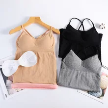 Женское нижнее белье с открытой спиной, хлопковый жилет без рукавов, топ на бретелях, плюс бархатные майки, цельные женские майки, нижнее белье# F