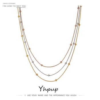 

Yhpup New Stainless Steel Layered цепь Necklace for Women Temperament Metal 14 K Plated Choker Necklace Jewelry Accessories