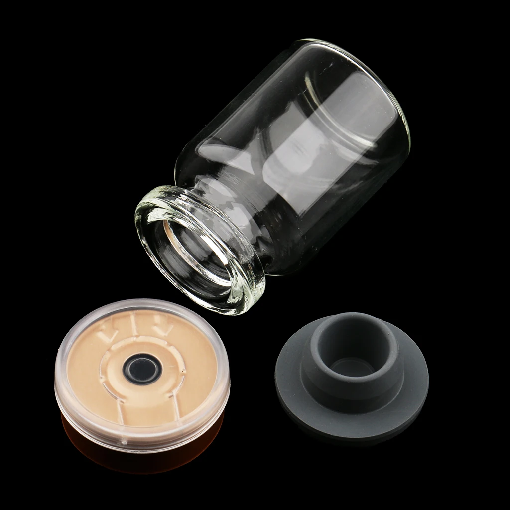20pcs 5ml Transparent Glass Bottles Rubber Stopper Vials with Cap for Cosmetic Liquid Essential Oil Home Travel