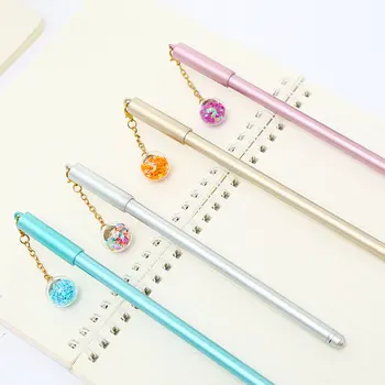 

1Pc Gel Pens Kawai Cartoon Creative Cool Signature Ink Pen with Star Ball Pendent Cute Stationary for School and Office Supply