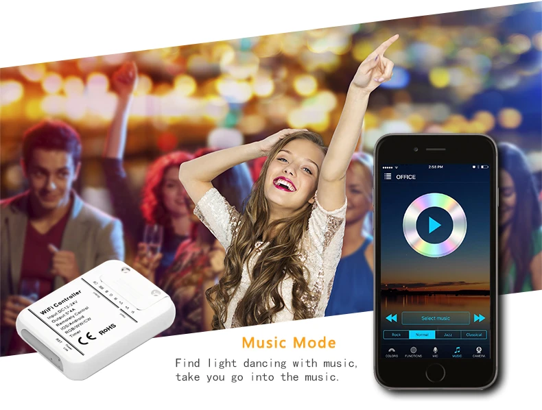 DC12-24V Wi-Fi RGB CCT светодиодный светильник с полоской управления Лер управление музыкой Лер управление смартфоном приложение управление Amazon Alexa Google Home Голосовое управление