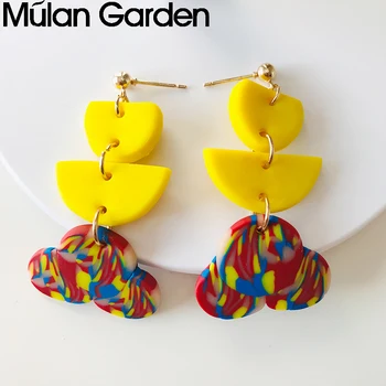

Cute Long Color Polymeric Clay Earrings for Women Half Moon Handmade Soft Clay Dangle Earrings Party Jewelry Accessories Gift