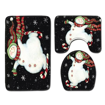 

Home Decor Bath Mat Set 3 Piece Bathroom Mat Set Merry Chirstmas Carpet for Bathroom 45*75cm Doormats Eco-Friendly Rugs