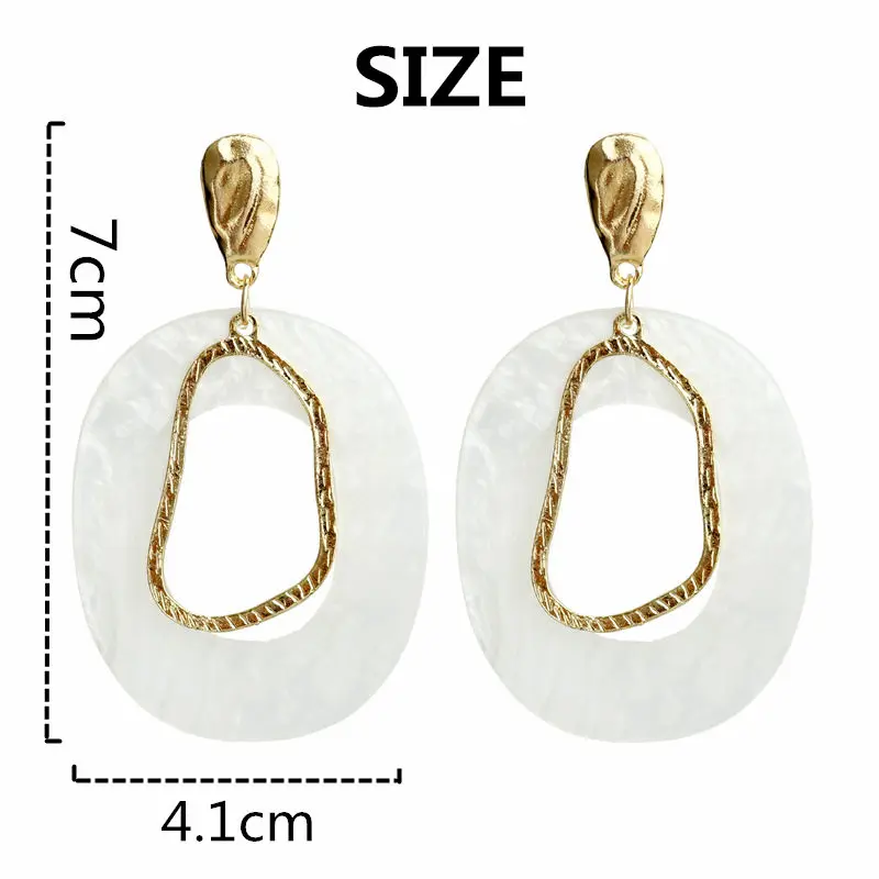 Resin Geometric Drop Earrings For Women Gold Color Fashion Jewelry Big Acrylic Geometric Oval Heart Earrings Jewelry Party