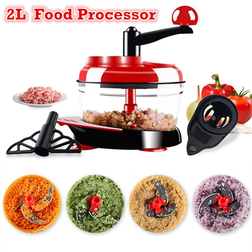 Multi-function home Cooking Device Shredder Dumpling Stuffing Mixer Manual Meat Grinder Egg White Separator 2L