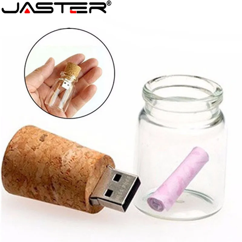 JASTER стеклянный флакон для дрифта с пробковой USB флешкой (прозрачный) флешка 4 ГБ 8 16